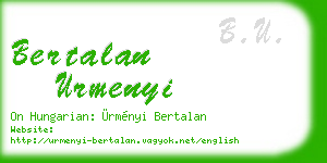 bertalan urmenyi business card